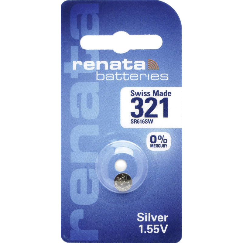 PILE BOUTON OXYDE ARGENT 321 RENATA 14.5 mAh 1.55 V - 0% MERCURE keyfirst