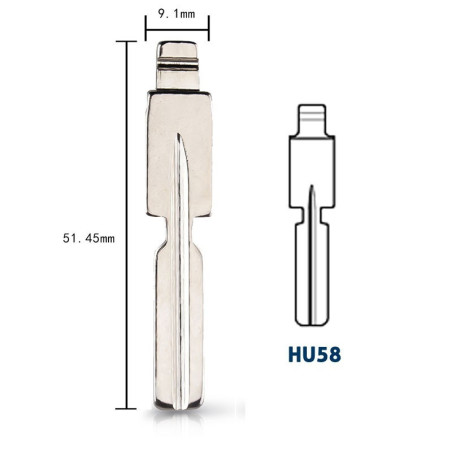 Lame compatible Bmw télécommande universelle Keydiy - Xhorse| HU58|Y18 DIMENSION