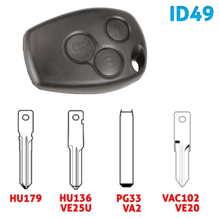 Télécommande Renault - Dacia - Opel 2014-2020 ID49 Télécommande Renault - Dacia - Opel 2014-2020 ID49