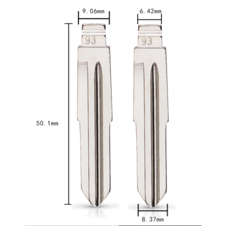 KD-KB28 Lame compatible Chevrolet télécommande universelle Keydiy - Xhorse| DWO5R (droite) Dimensions