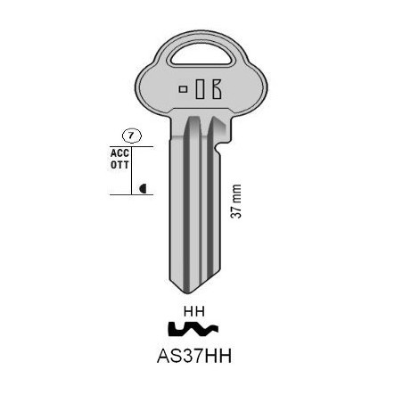 AS37HH - CLES PLATES ACIER KEYLINE S/ASS52R J/AS-HH7