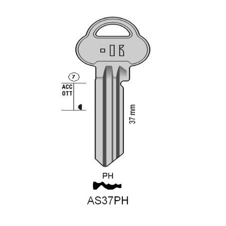 AS37PH - CLES PLATES ACIER KEYLINE S/ASS104 J/AS-PH7