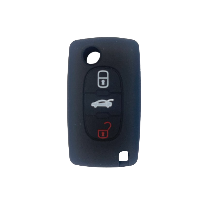 Housse Silicone 3 Boutons Compatible pour Clé Rétractable Peugeot Citroen