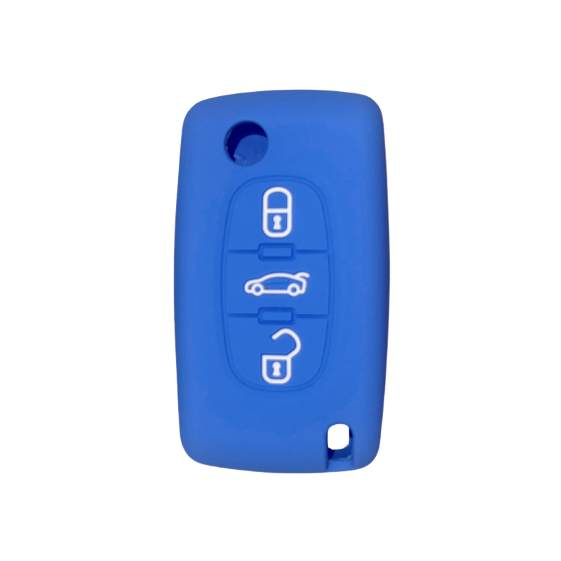 Housse Silicone 3 Boutons Compatible pour Clé Rétractable Peugeot Citroen