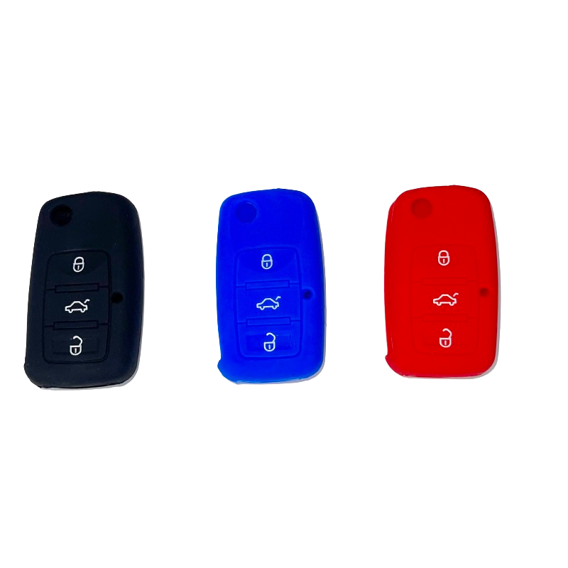 Housse Silicone 3 Boutons Compatible pour Clé Rétractable VW - Skoda - Seat - Audi