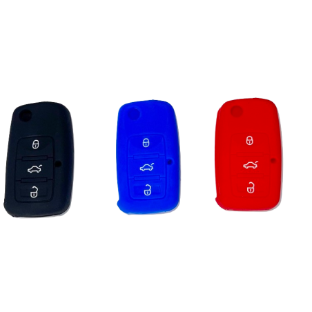 Housse Silicone 3 Boutons Compatible pour Clé Rétractable VW - Skoda - Seat - Audi