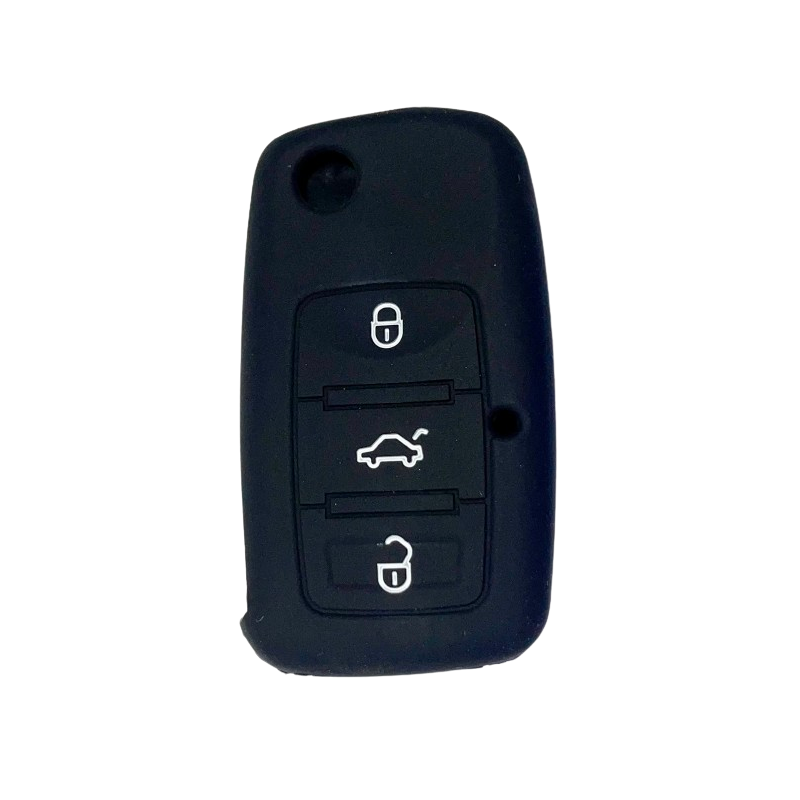Housse Silicone 3 Boutons Compatible pour Clé Rétractable VW - Skoda - Seat - Audi