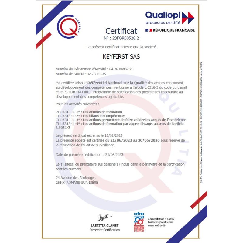 Certificat QUALIOPI 