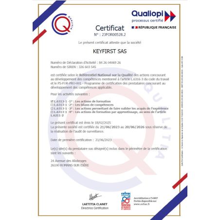 Certificat QUALIOPI Certificat QUALIOPI