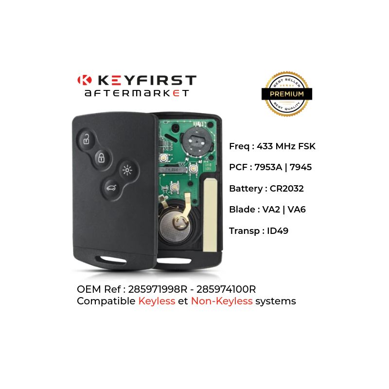 Compatible Key Card for Renault Clio 4™ (2013-2020)