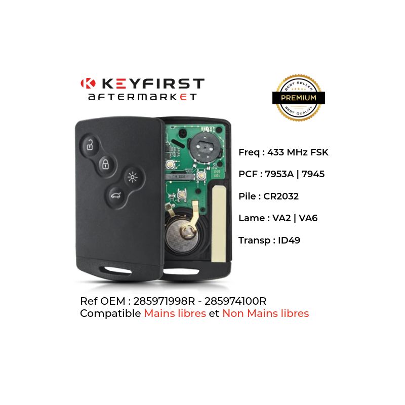 copy of REN-CIR11 - Tarjeta compatible Keyfirst adaptable para Renault Clio IV - Captur 2013 - 2020 Premium Edition
