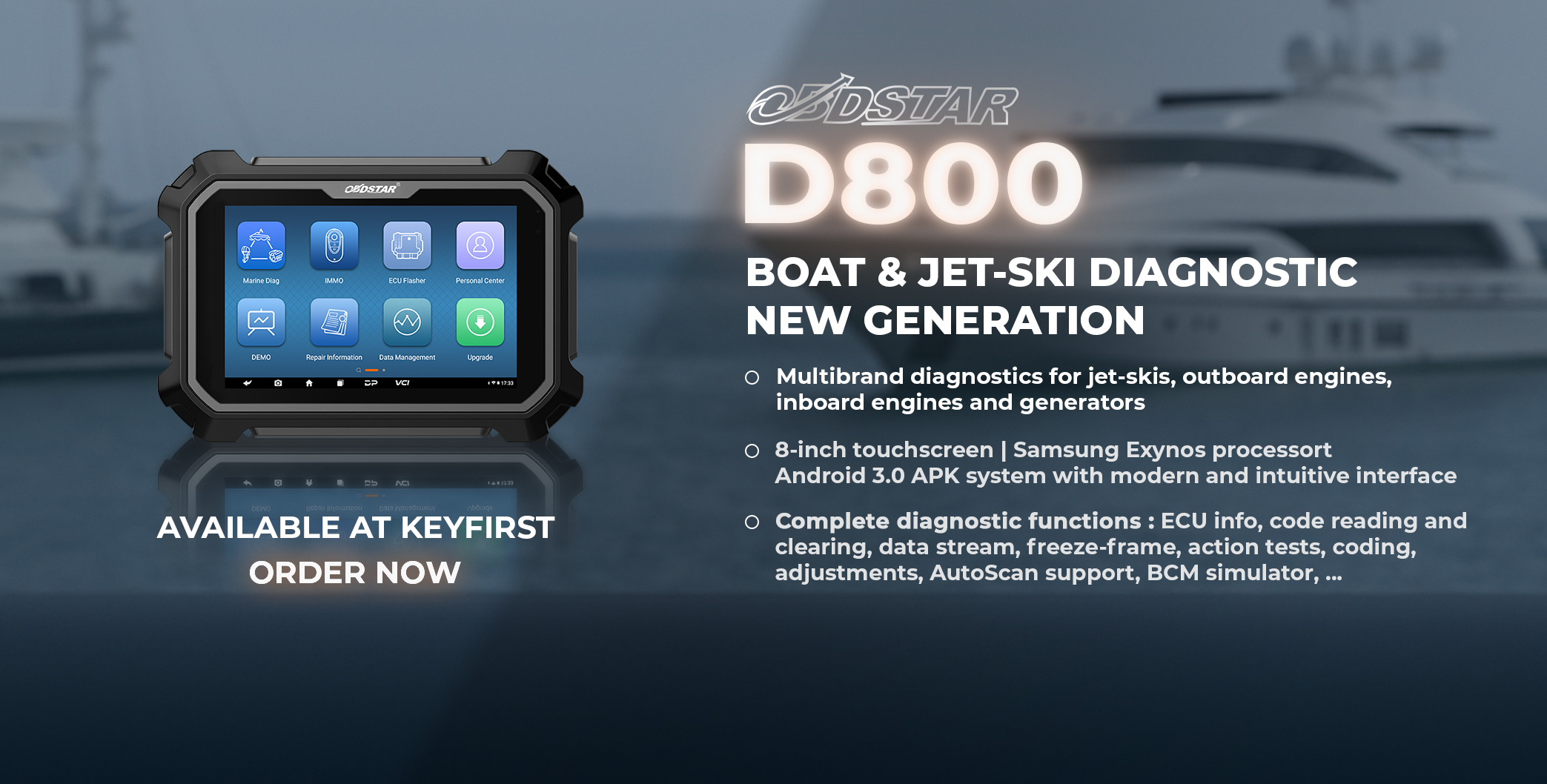 OBDSTAR D800 A+B – Full System Marine Scanner for Jet Ski / Outboard – Key Programming & ECU Flashing